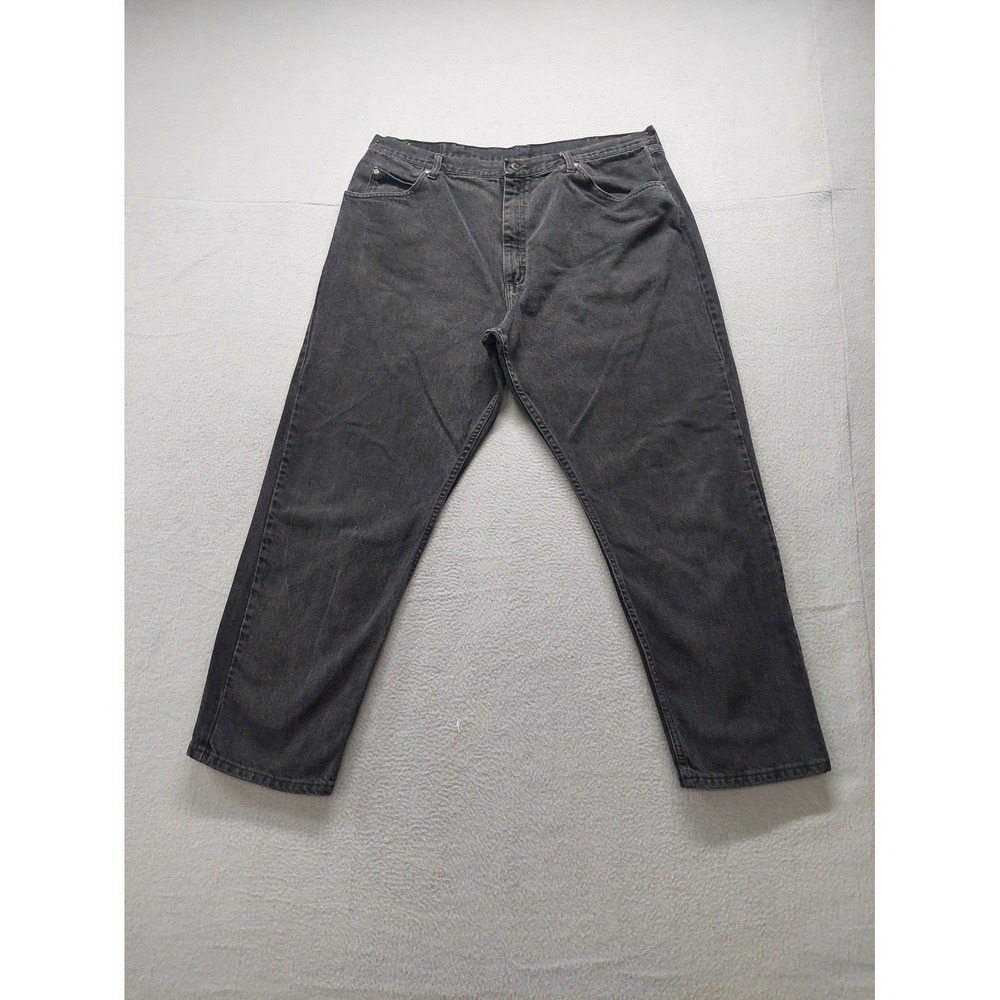 Wrangler Men Denim Jeans 42X30 Black Zip Button 5 Pockets High Rise Logo Outdoor - Picture 1 of 16